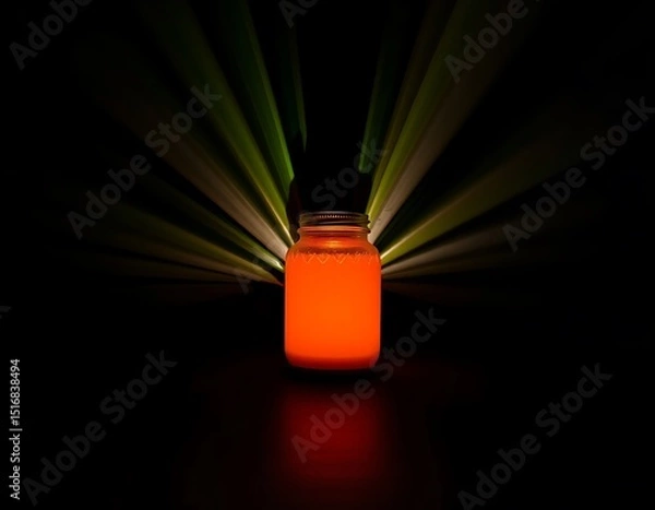 Obraz Glowing jar with neon light in the dark