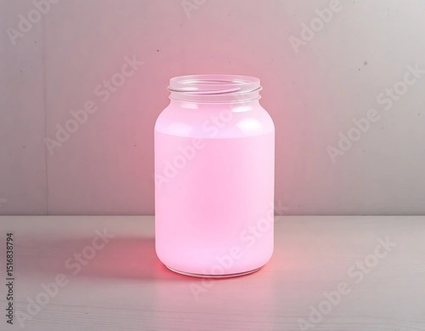 Obraz Jar filled with pink liquid glowing softly