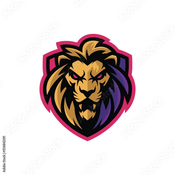 Fototapeta Fierce Lion Mascot Illustration with Bold Expression and Dynamic Pose for Sports Team or Brand Identity Design