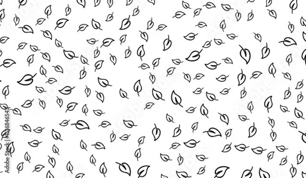 Obraz Delicate Black and White Leaves Seamless Pattern: Nature-Inspired Texture for Elegant Backgrounds and Organic Designs, Ideal for Creative Projects and Decor