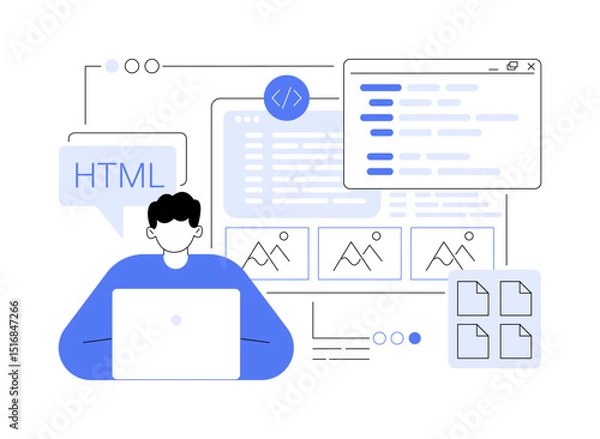 Obraz HTML coding isolated cartoon vector illustrations.