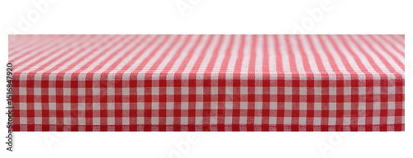 Fototapeta empty table with red checkered tablecloth isolated on transparent background