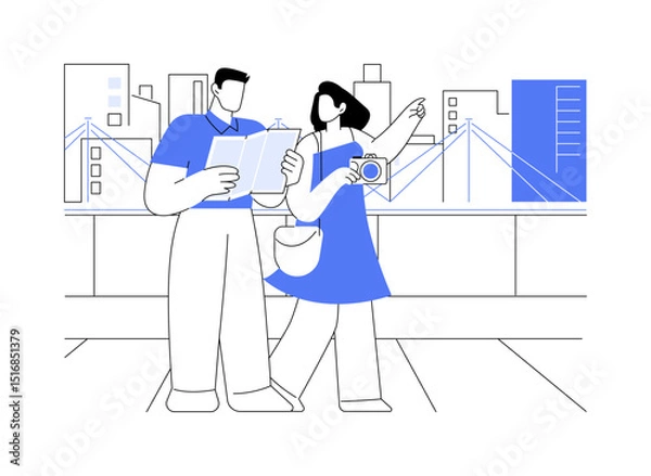 Obraz Sightseeing walk isolated cartoon vector illustrations.