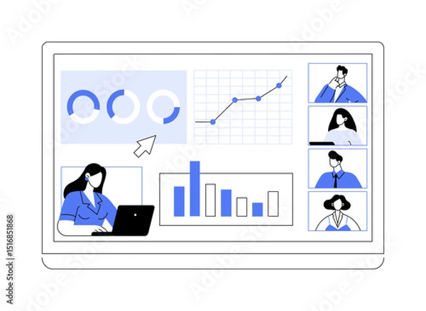 Obraz Screen sharing isolated cartoon vector illustrations.