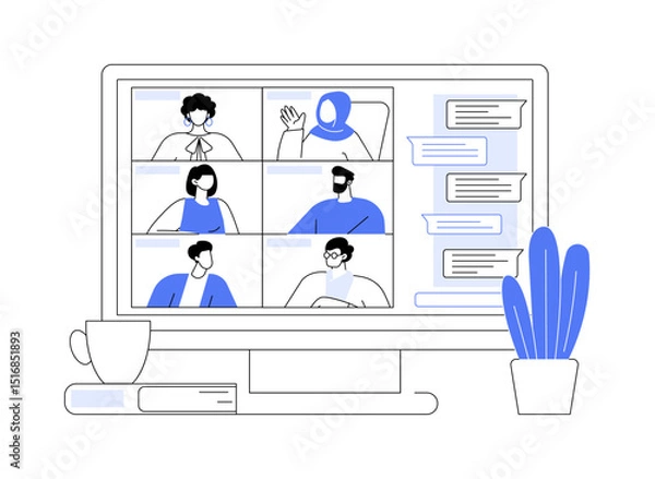 Obraz Videoconference chat isolated cartoon vector illustrations.