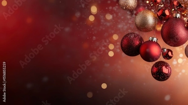 Obraz A collection of vibrant Christmas ornaments glistens in festive hues, capturing the joyful spirit of the holiday season and the warmth of togetherness and celebration.