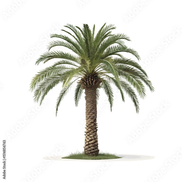 Obraz A realistic palm tree on a white background, transparent, alpha background