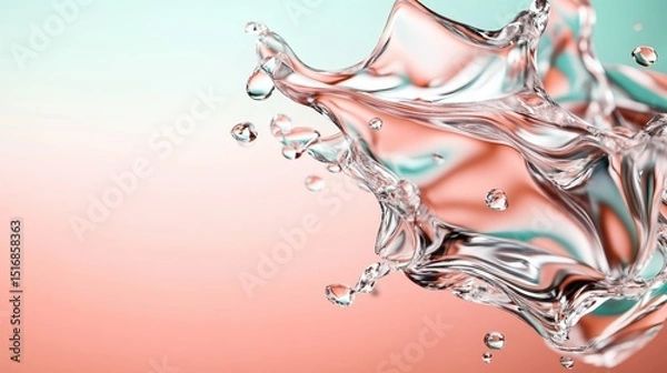 Obraz This image showcases an elegant and clear splash of water illuminated against a pastel backdrop, emphasizing fluid dynamics and purity in a visually striking composition.
