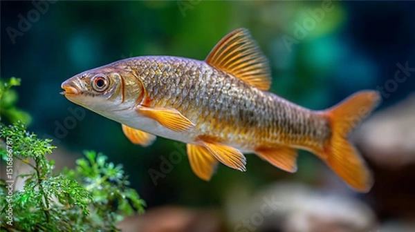 Fototapeta Ruby shark swimming gracefully underwater