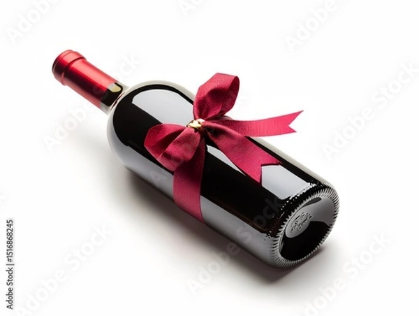 Obraz A beautifully wrapped bottle of red wine, perfect for gifting