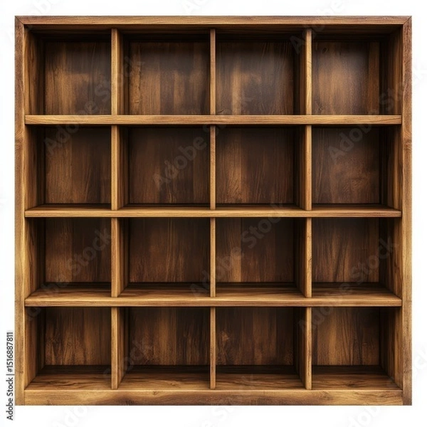 Obraz Empty wooden cube shelf unit isolated on white background