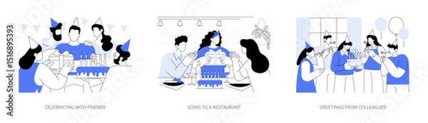 Obraz Birthday party isolated cartoon vector illustrations se