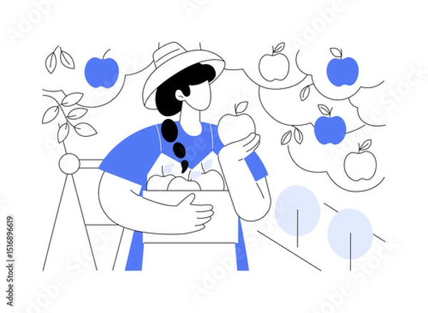 Obraz Apples growing isolated cartoon vector illustrations.