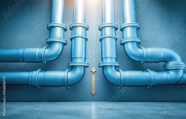 Fototapeta Modern ventilation system actively mitigating radon levels in a basement environment with efficient air flow design