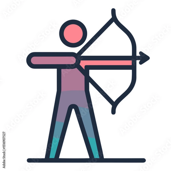 Obraz Archer silhouette vector illustration aiming with bow on transparent background for sports design and traditional archery concepts