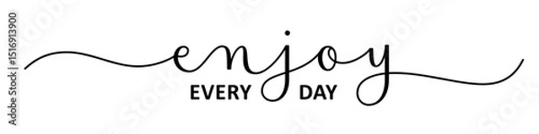 Fototapeta ENJOY EVERY DAY black vector brush calligraphy banner