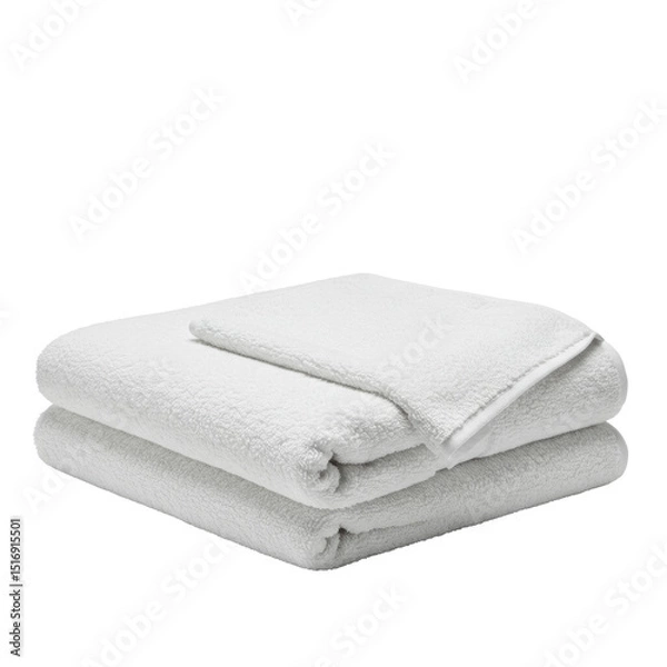 Fototapeta Ultra realistic UHD photo of a folded luxury bath towel with thick pile, 3/4 view, clear contours, on a plain transparent background, concept for luxurious product advertising