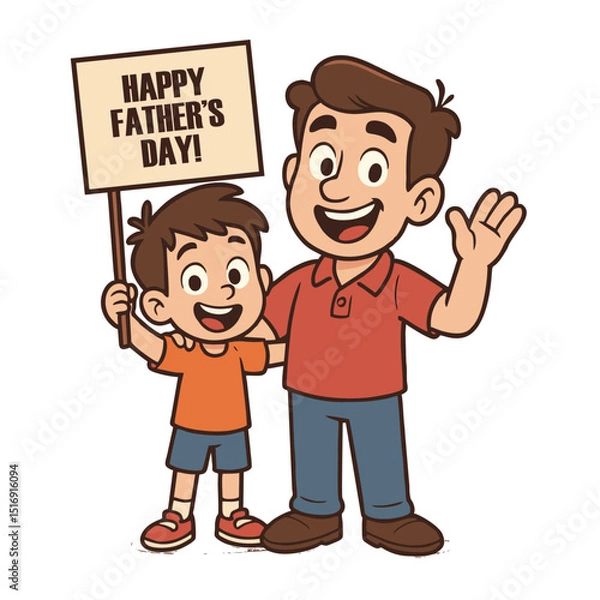 Fototapeta Happy Father's Day Banner and Social Media Post Template Design. Father's Day design with Men Illustration and text. Editable EPS file.