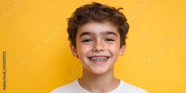 Fototapeta Smiling Boy with Braces