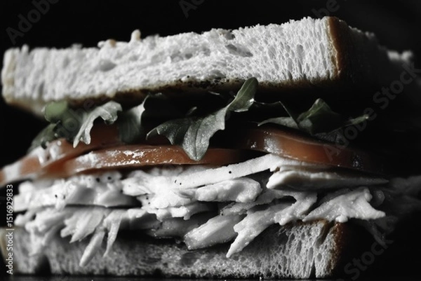 Fototapeta A sandwich with lettuce, tomato, and chicken