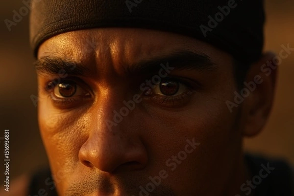 Fototapeta Intensity and focus: close-up of an athlete's reflective eyes