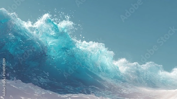 Obraz beautiful turquoise sea wave background, horizontal