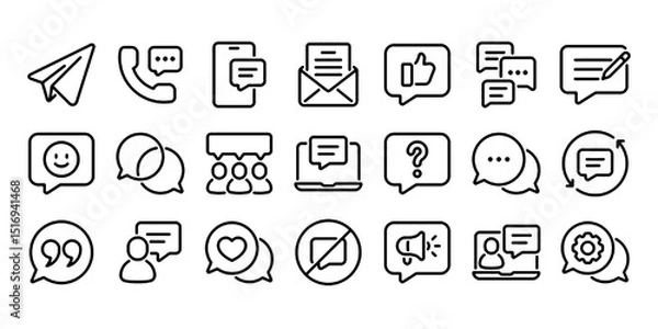 Obraz Message, talk, chat, speech bubble, sms, dialogue editable stroke outline icon isolated 