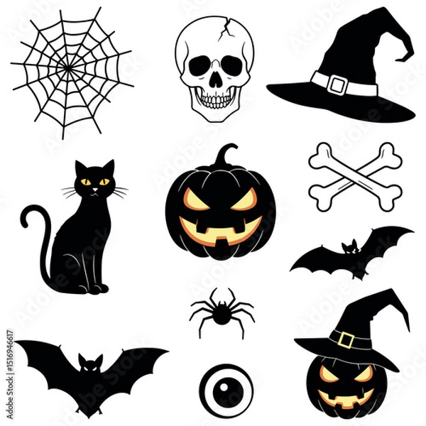 Obraz Halloween Elements Vector Designs, halloween silhouette vector, holiday celebration design
