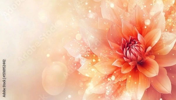 Fototapeta Peach Dahlia Bloom with Soft Light.