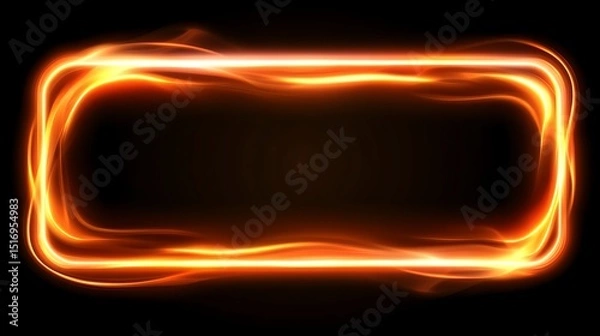 Obraz Abstract glowing orange rectangle frame on black background