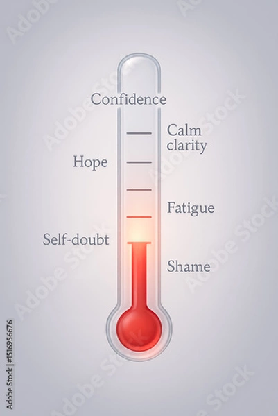 Fototapeta Minimal Emotional Thermometer Showing Confidence and Shame Range