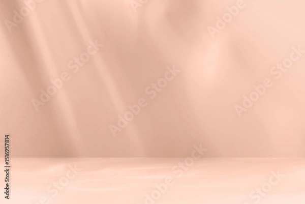 Fototapeta Minimalistic abstract mocha mousse color background for product presentation with aesthetic light and shadows