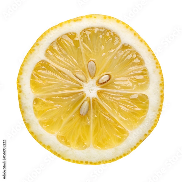 Obraz PNG Fresh citrus wheel slIce of lemon, isolated and cutout on transperent background