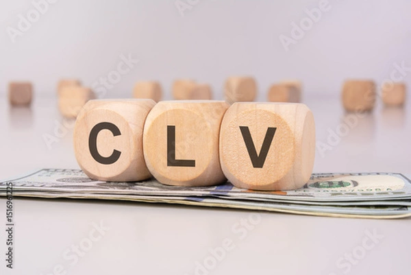 Obraz CLV acronym on wooden cubes and dollar bills