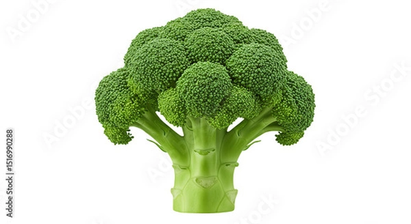 Fototapeta Fresh broccoli floret close up. Fresh green broccoli vegetable full head healthy food isolated on a transparent background