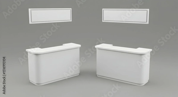 Fototapeta Modern White Reception Desk Mockup Design for Business