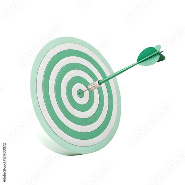 Fototapeta Green dartboard with arrow centered isolated on transparent background