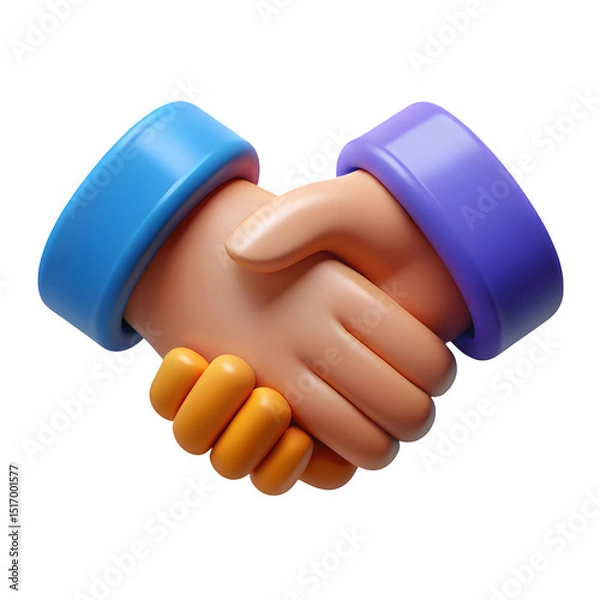 Fototapeta 3d cartoon hands shaking deal isolated on transparent background