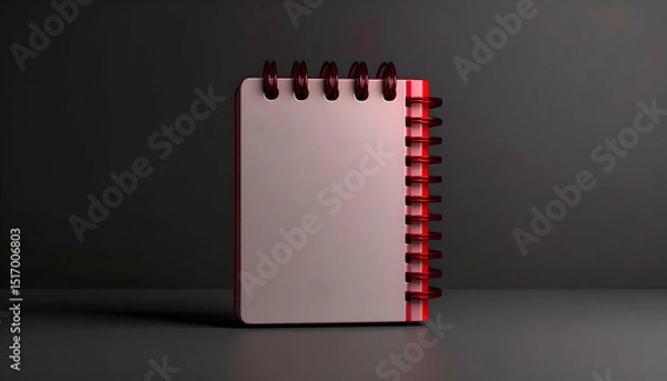 Fototapeta Blank Red Spiral Notebook on Dark Background