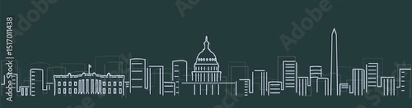 Fototapeta Washington Simple Lines Skyline on Dark Background