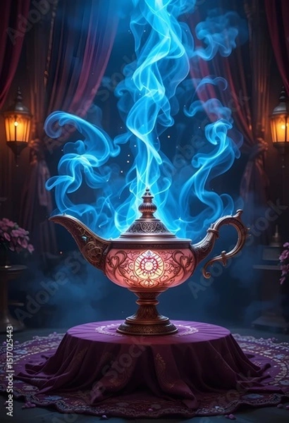 Obraz Aladdin magic lamp Rub the genie lamp to make a wish vertical