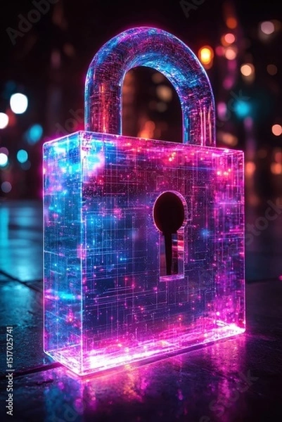 Fototapeta Digital padlock illustrating futuristic technology and data security concepts
