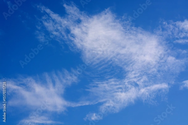 Obraz View of blue sky with white light cirrus clouds