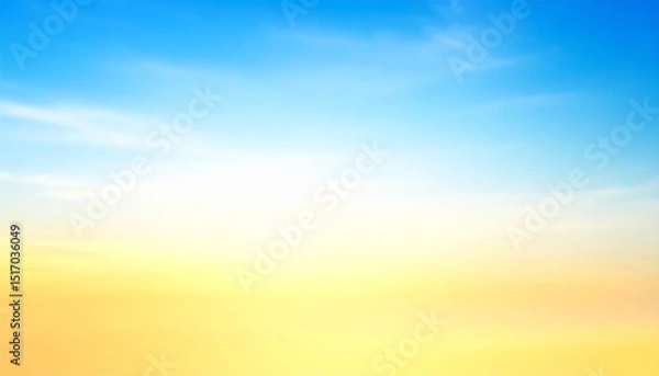 Fototapeta グラデーションで描かれる青から黄の移ろいが、晴れた夏空のような明るさと希望を感じさせる背景

