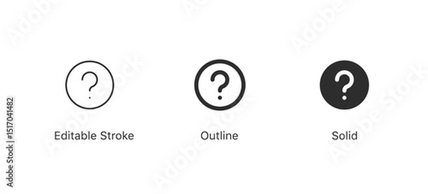 Fototapeta question mark icons, ask icon symbol (Editable Stroke, Outline, Solid) symbolizing inquiry, help sections, and support for FAQs, troubleshooting, general inquiries, and customer service