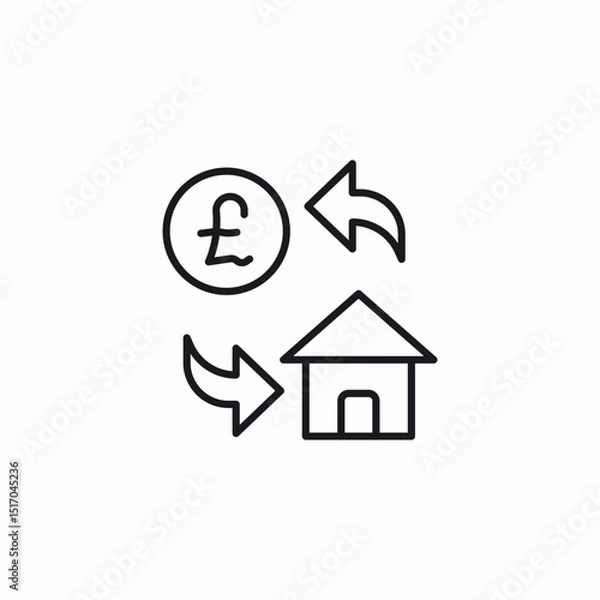 Obraz pound currency home investment icon sign vector
