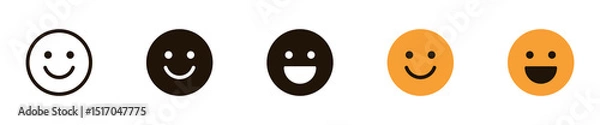 Fototapeta smiley emoticons, happy face. rating or feedback emojis. line outline, yellow, orange emoticon. web vector icon