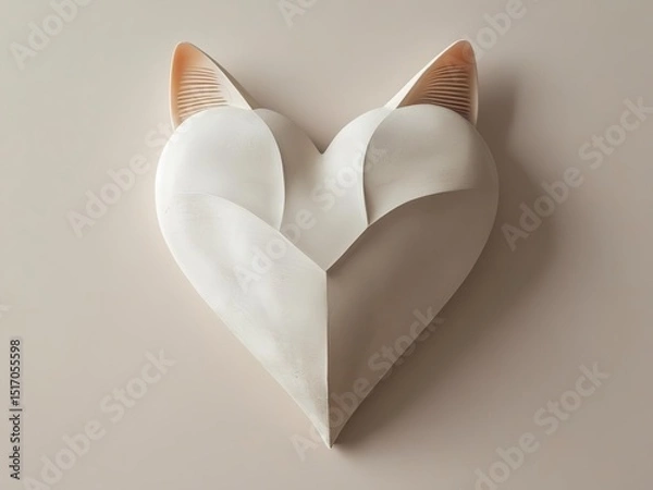 Obraz A cute and creative heart-shaped cat sculpture with soft ears, symbolizing love and affection. Perfect for Valentine’s Day 2026, pet lovers, and unique romantic gifts.