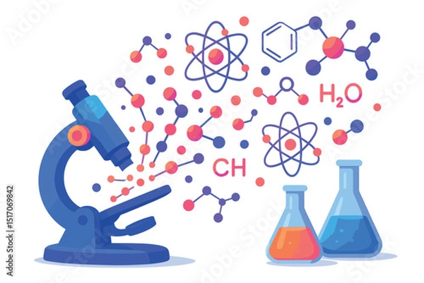 Obraz Microscope is shown with a bunch of different colored spheres