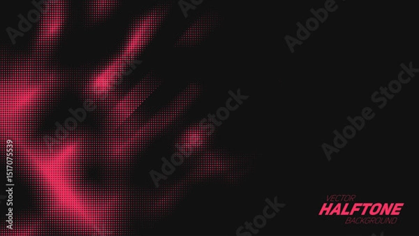 Fototapeta Abstract vector torn red halftone background. Scrathed dotted texture element.